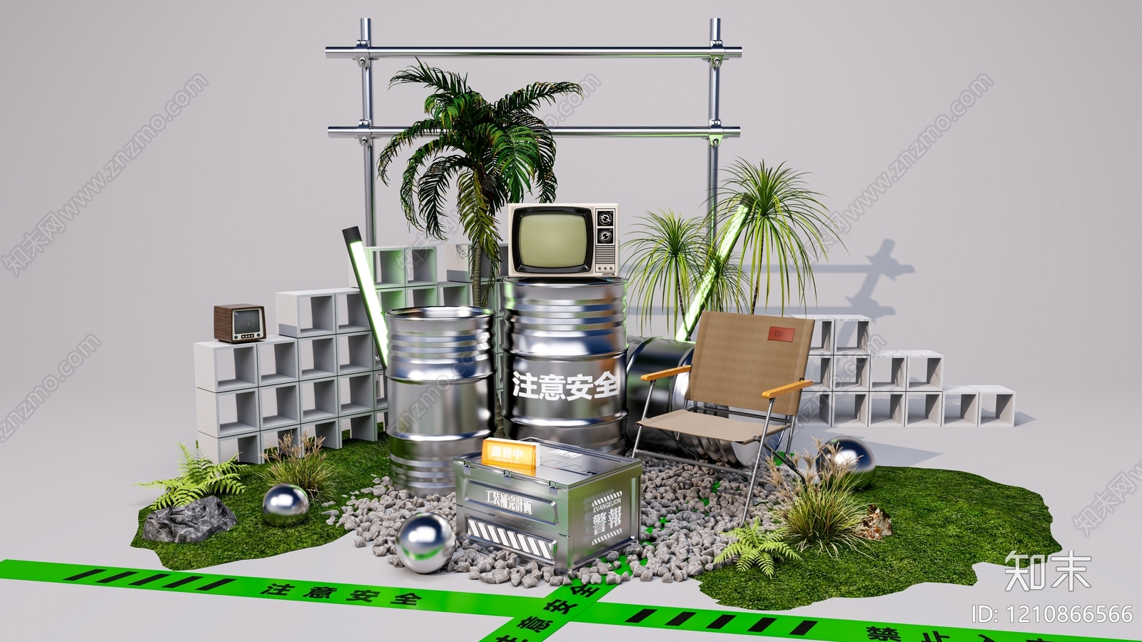 赛博朋克房车营地3D模型下载【ID:1210866566】