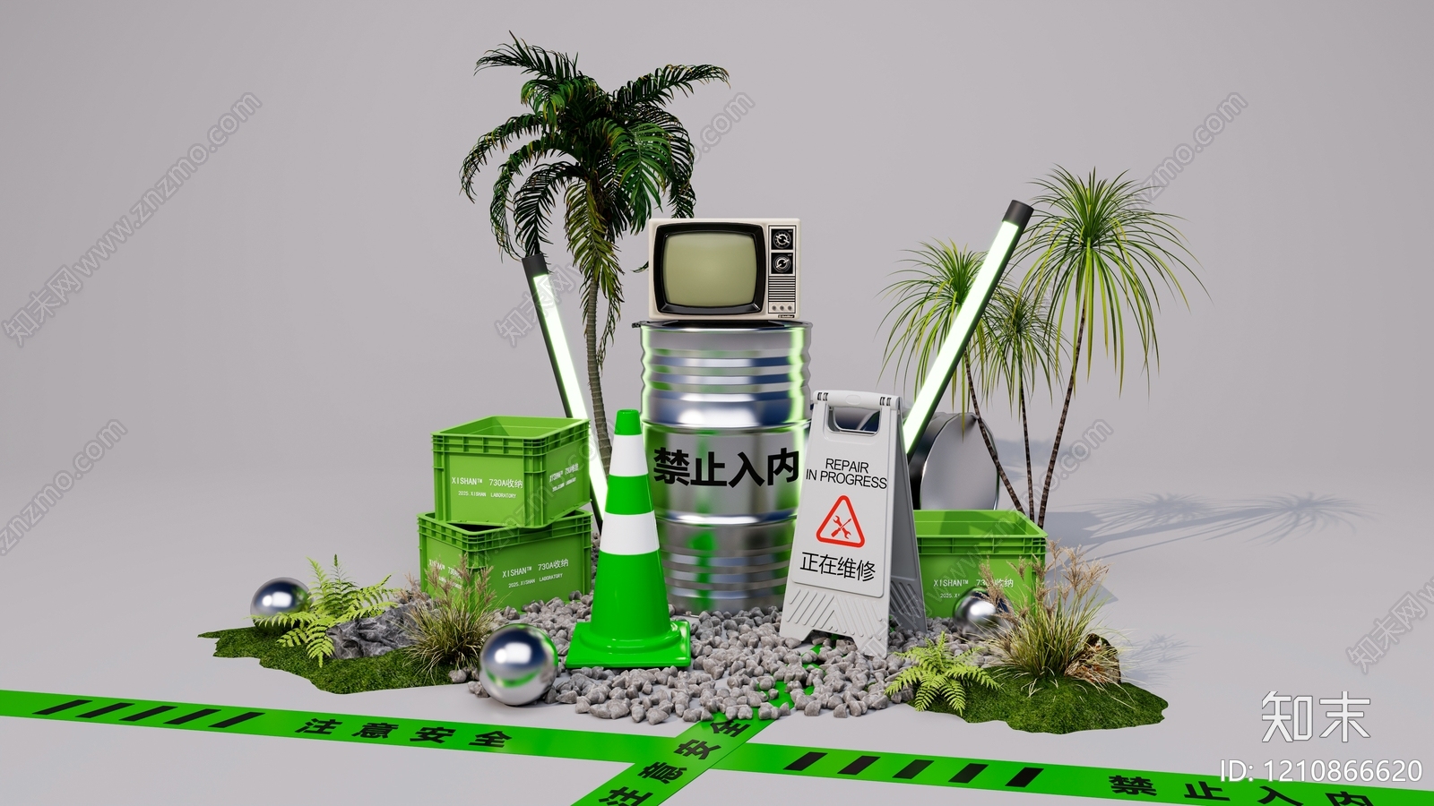 赛博复古房车营地3D模型下载【ID:1210866620】