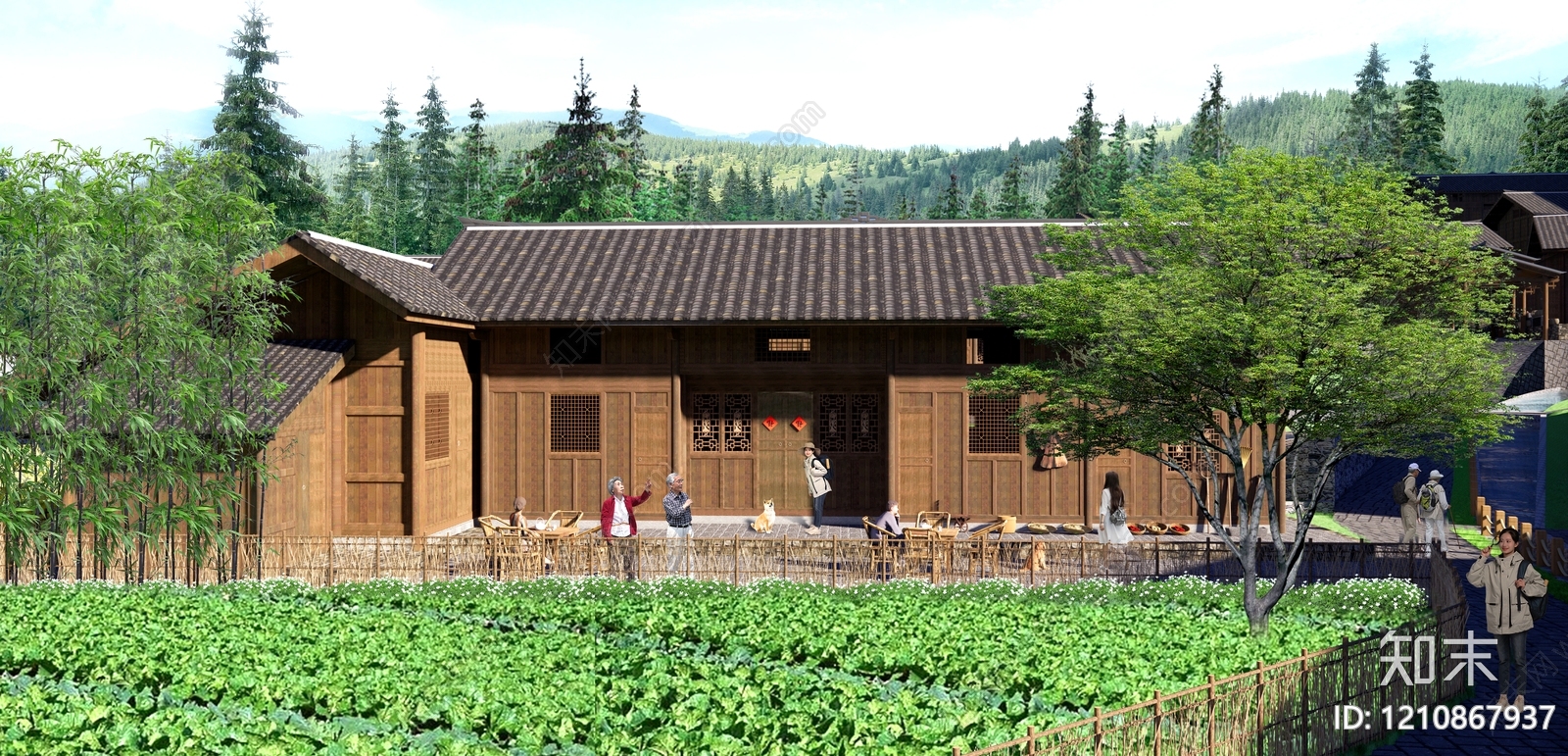 中式乡村民房SU模型下载【ID:1210867937】