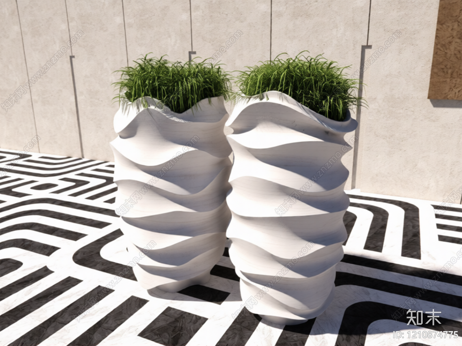 现代简约花钵花器SU模型下载【ID:1210874775】