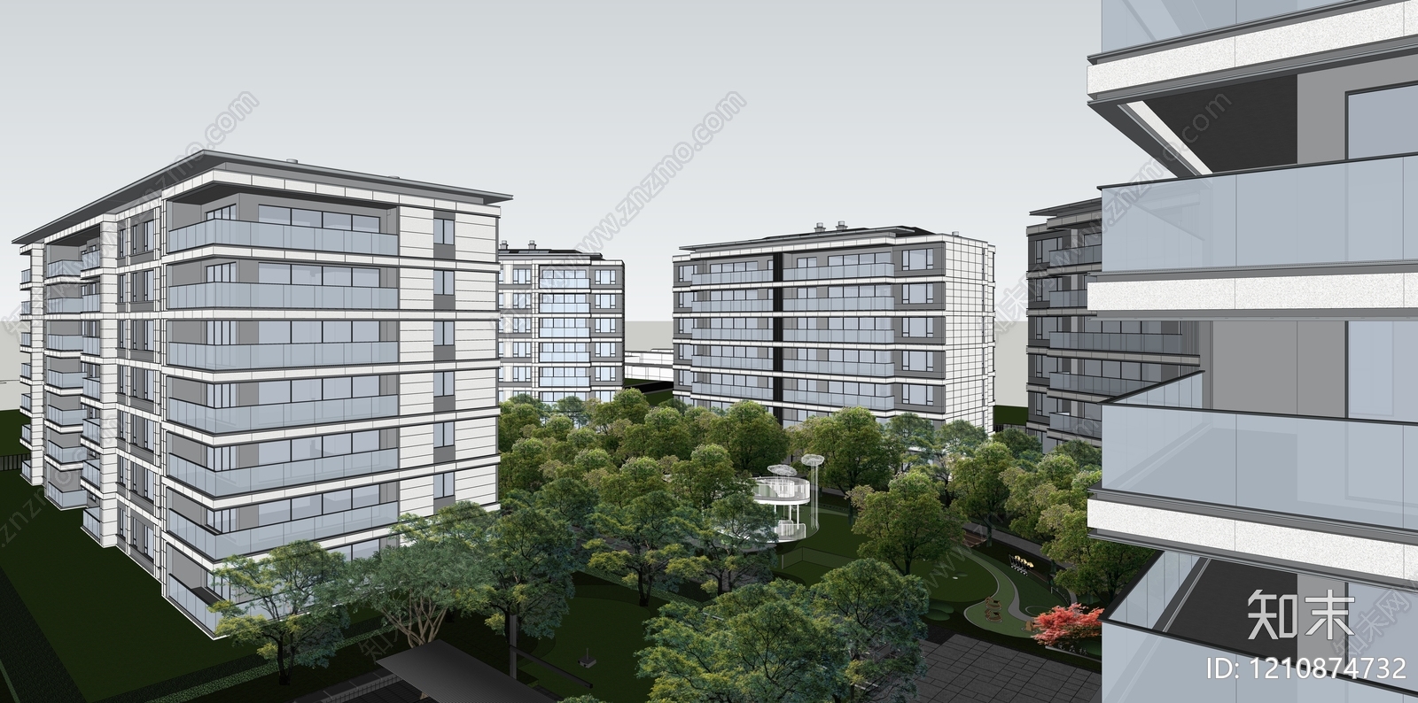 新中式多层住宅SU模型下载【ID:1210874732】