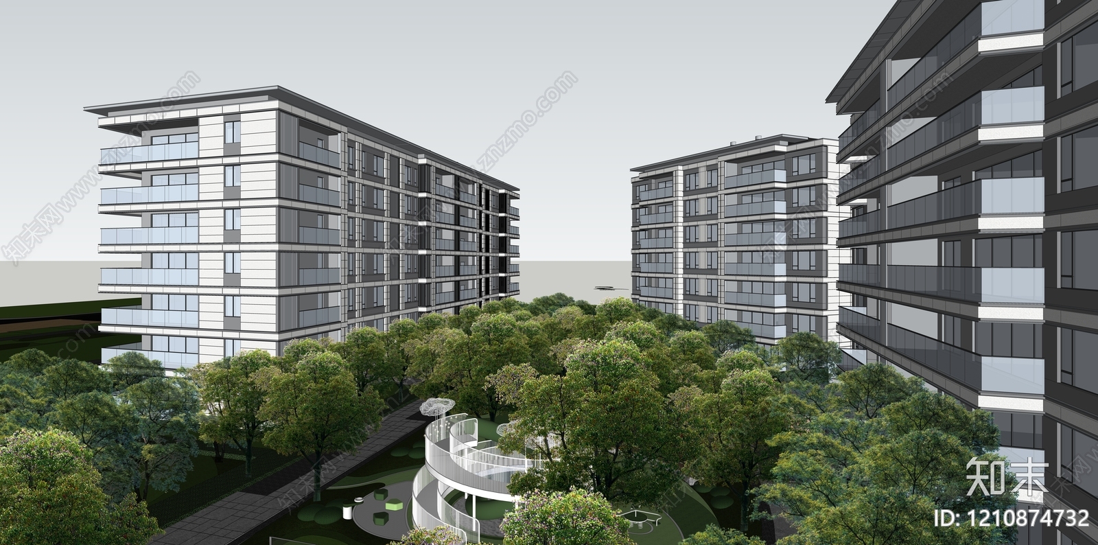 新中式多层住宅SU模型下载【ID:1210874732】