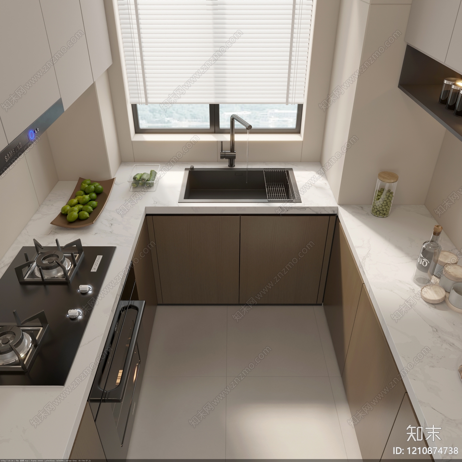 现代简约封闭式厨房3D模型下载【ID:1210874738】