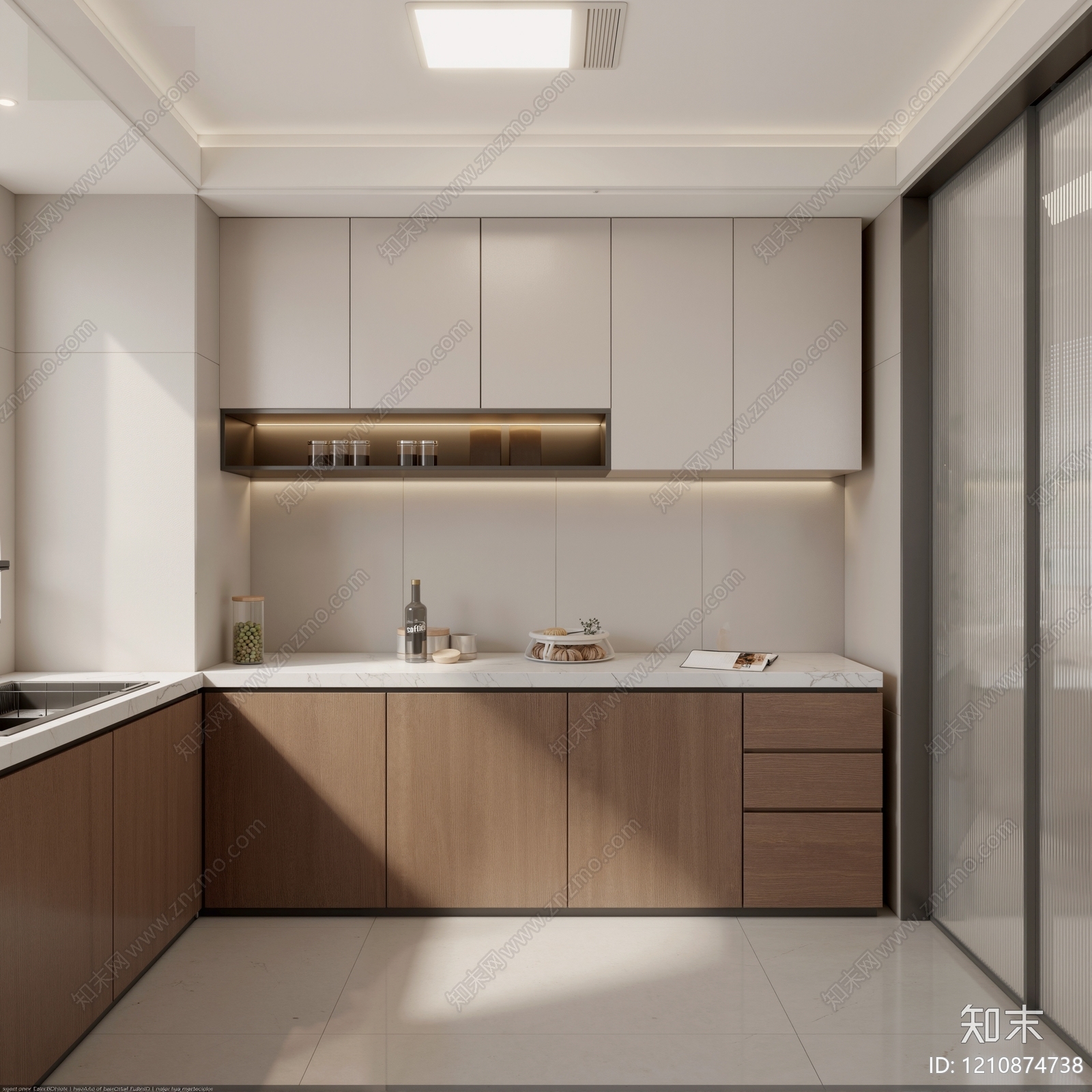现代简约封闭式厨房3D模型下载【ID:1210874738】