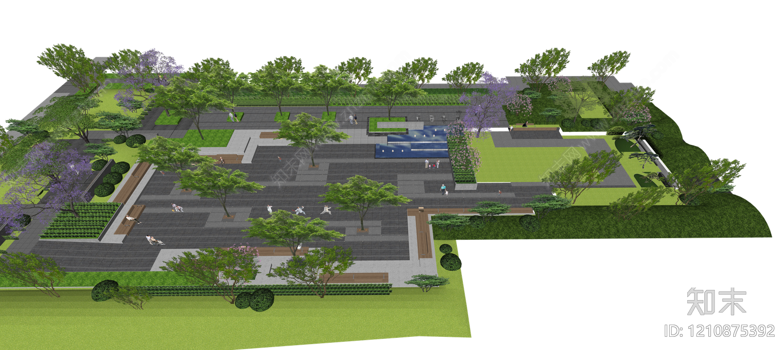 现代广场景观SU模型下载【ID:1210875392】