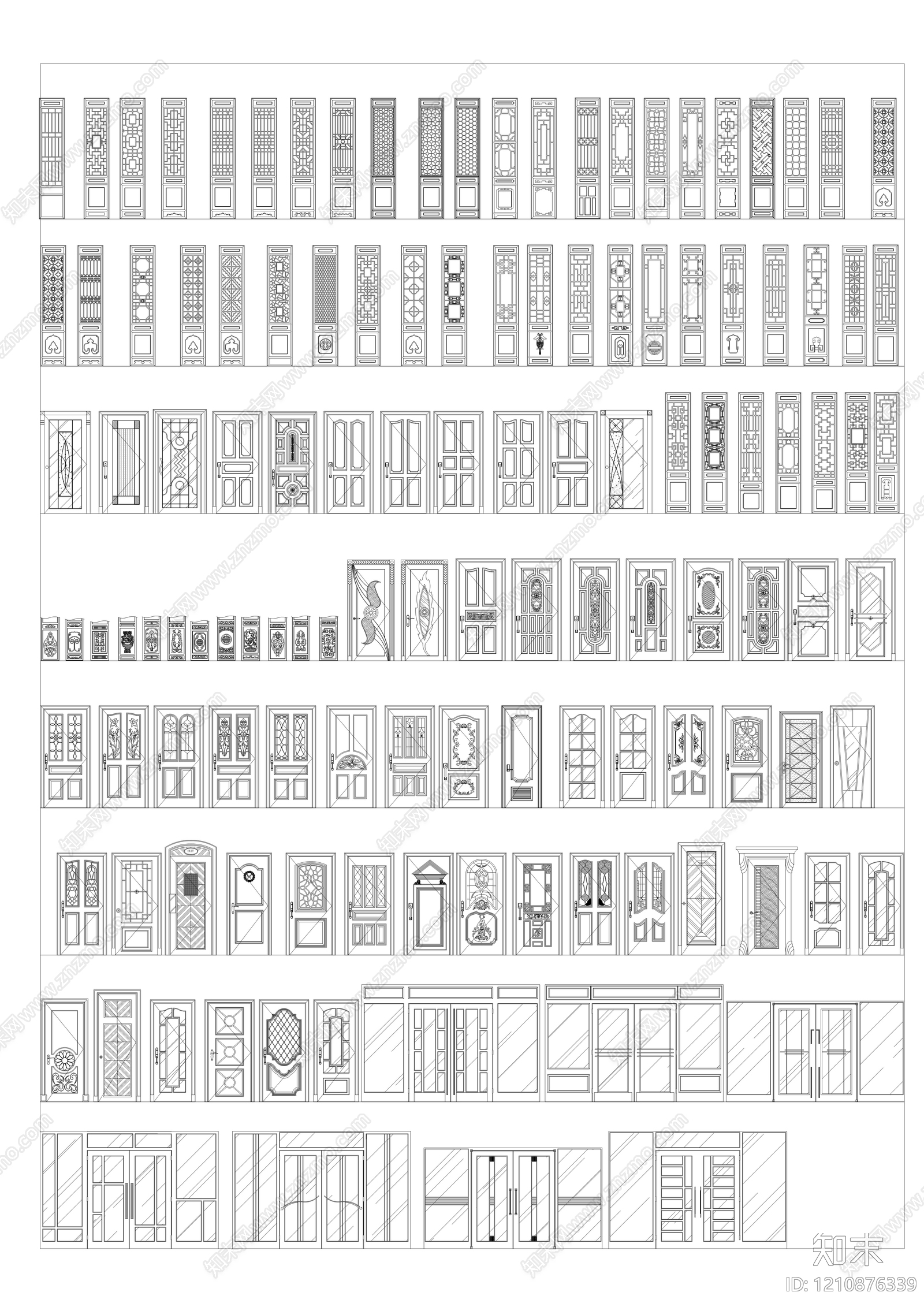 中式屏风隔断施工图下载【ID:1210876339】
