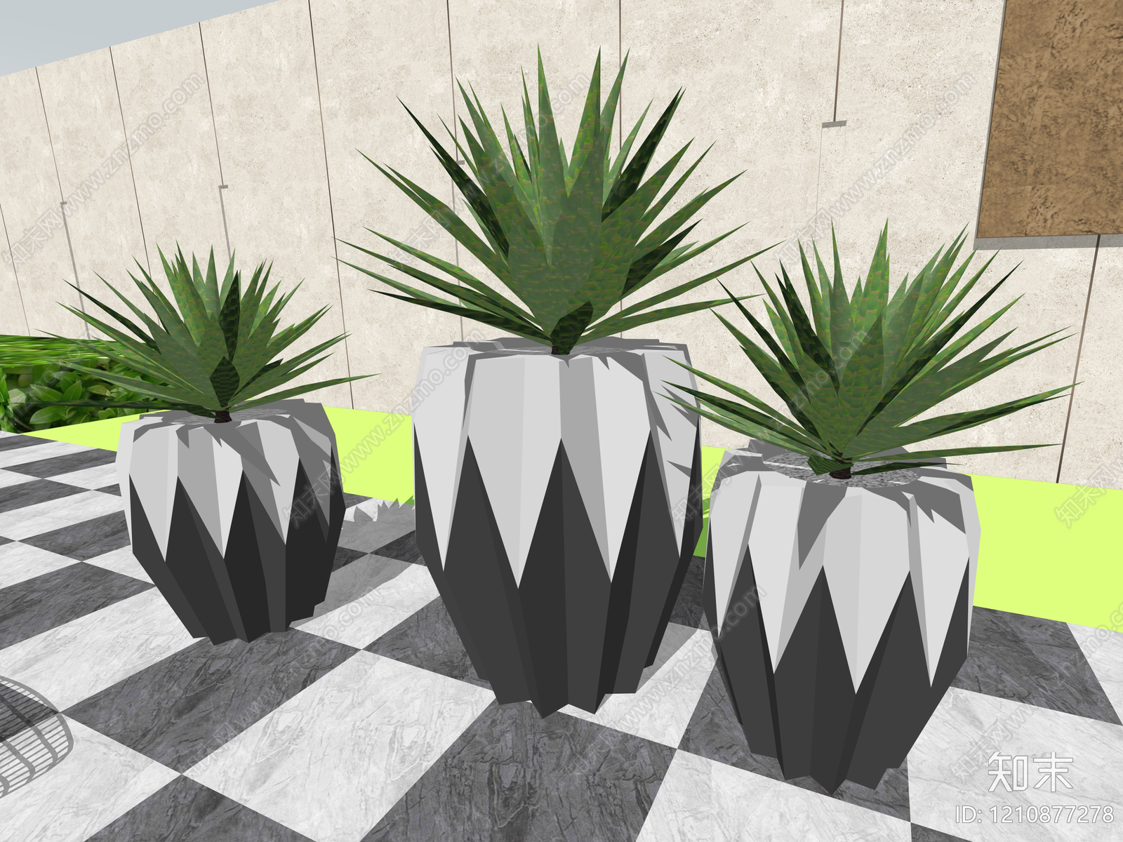 现代极简花钵花器SU模型下载【ID:1210877278】