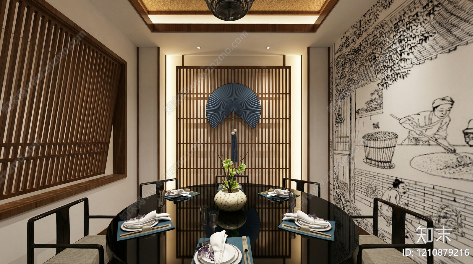 中式包厢SU模型下载【ID:1210879216】