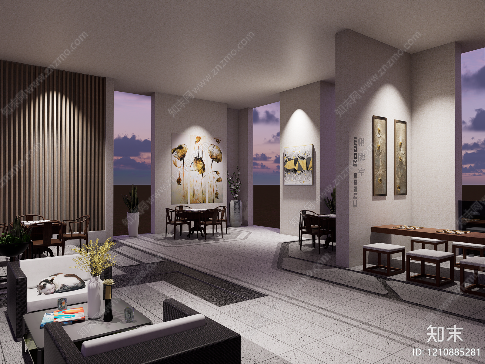 现代简约其他酒店空间SU模型下载【ID:1210885281】