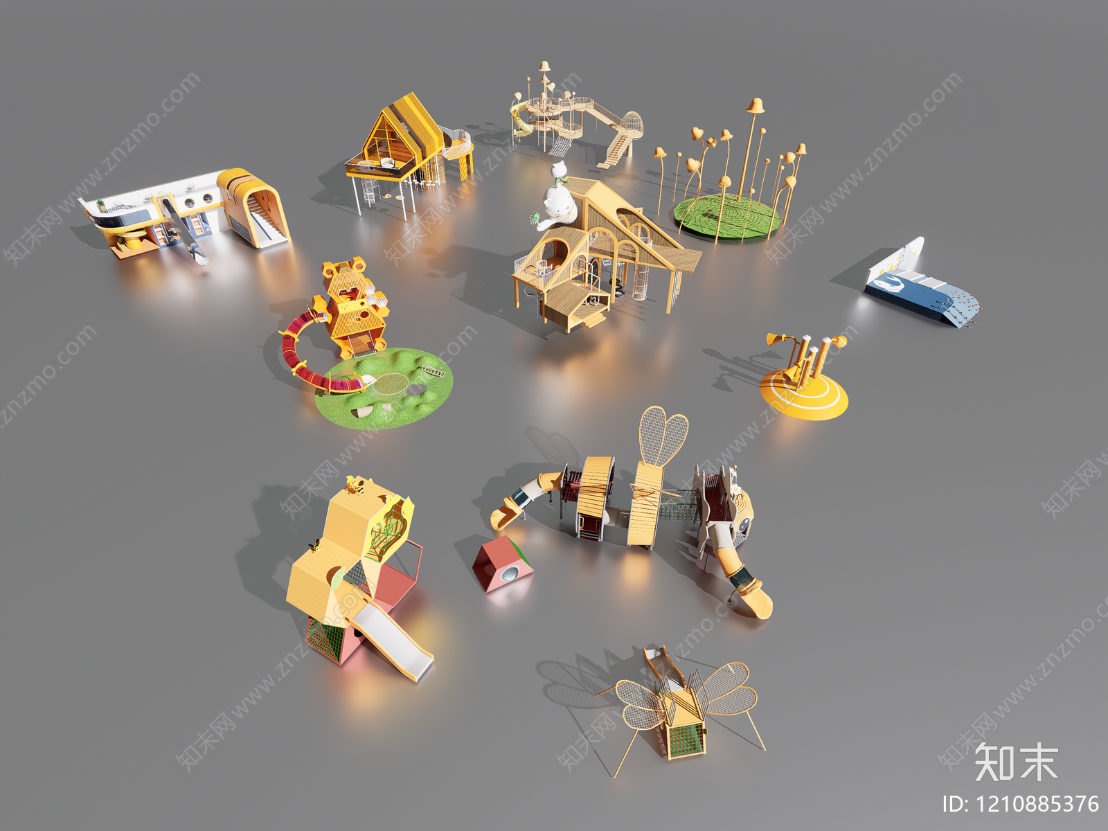 现代儿童游乐风儿童滑梯SU模型下载【ID:1210885376】