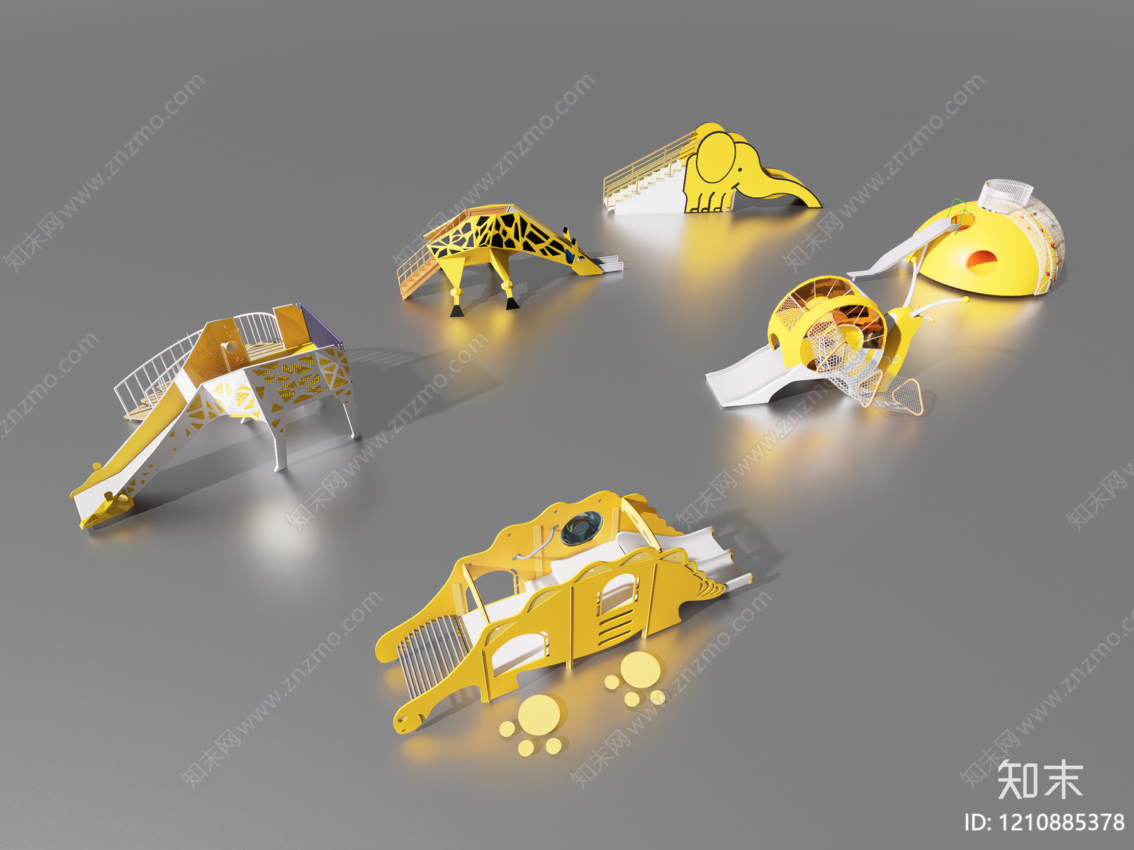 现代主义儿童滑梯SU模型下载【ID:1210885378】