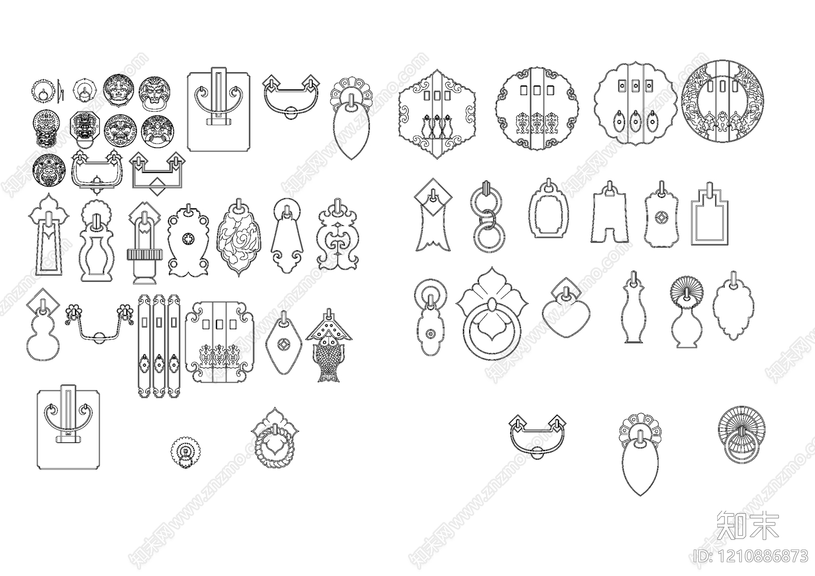 中式门窗构件施工图下载【ID:1210886873】