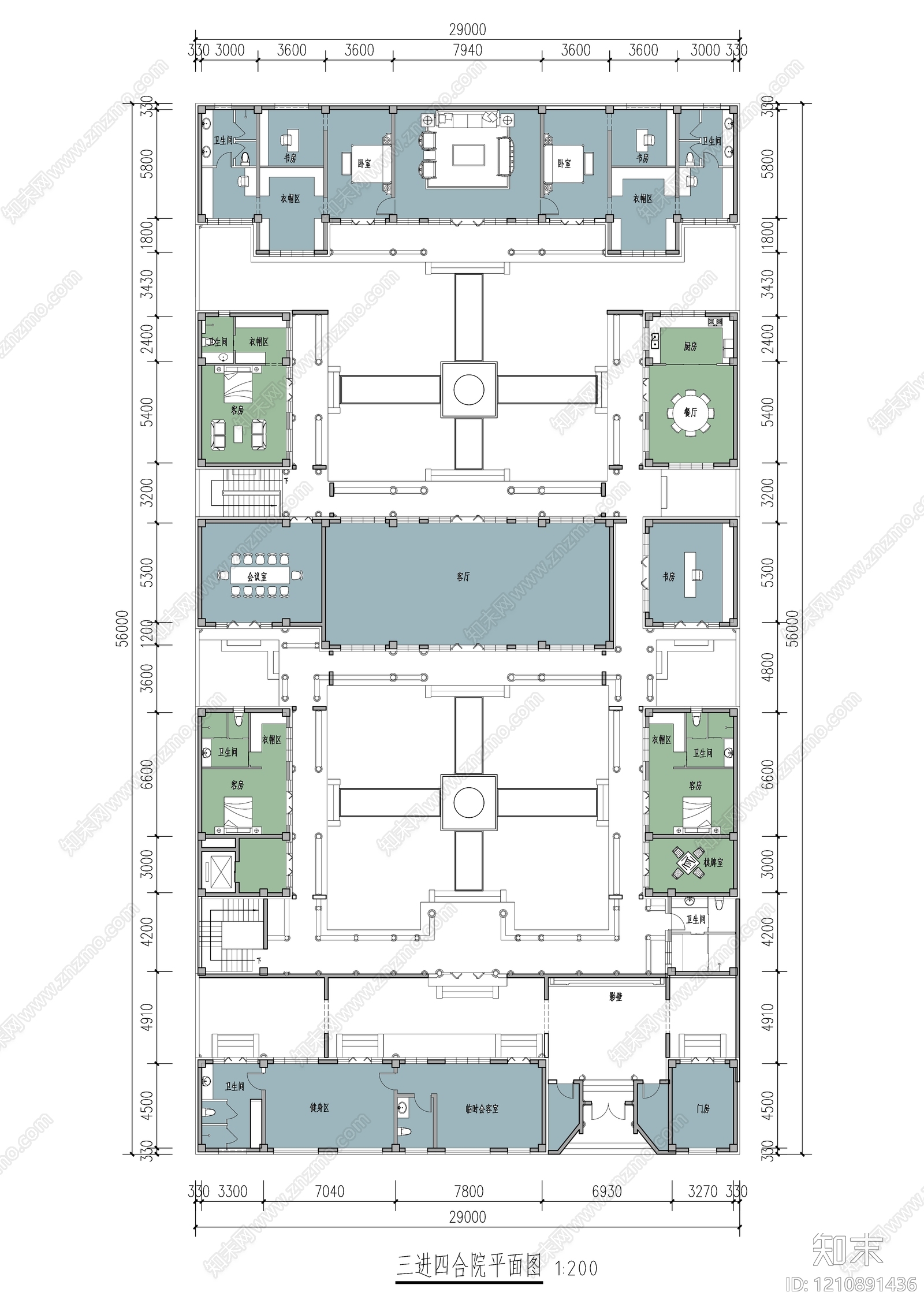 中式四合院施工图下载【ID:1210891436】