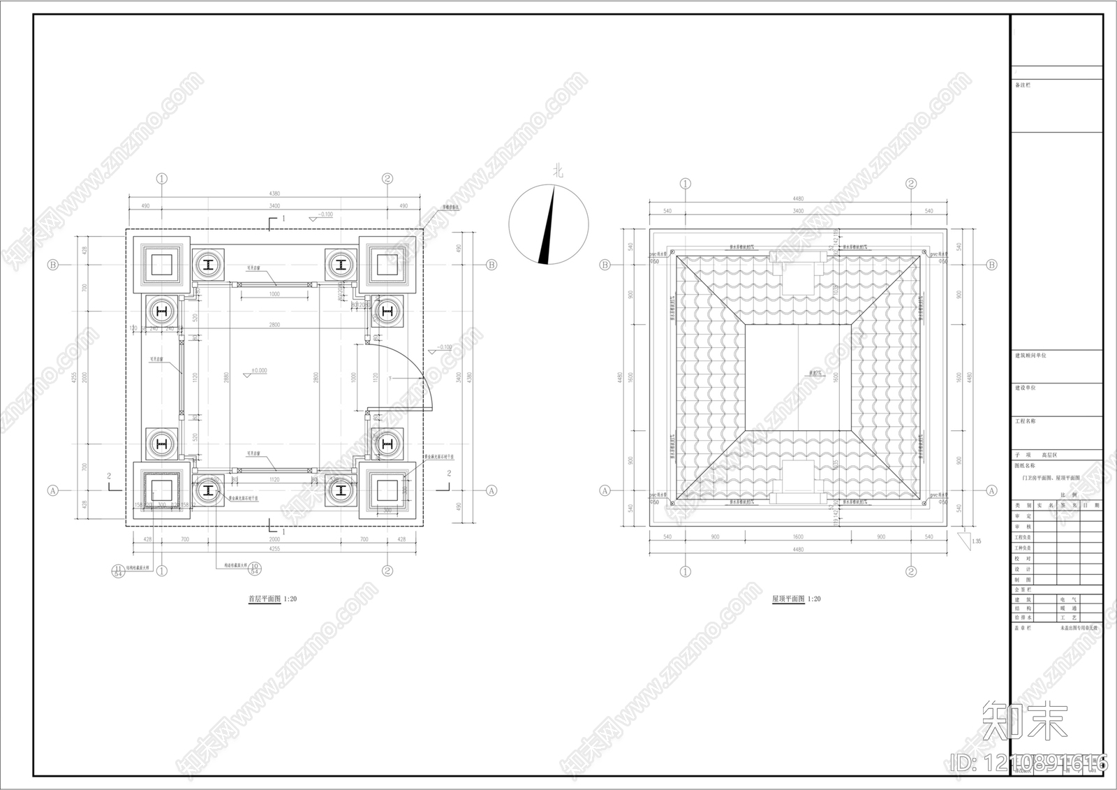 法式欧式门卫室建筑cad施工图下载【ID:1210891616】