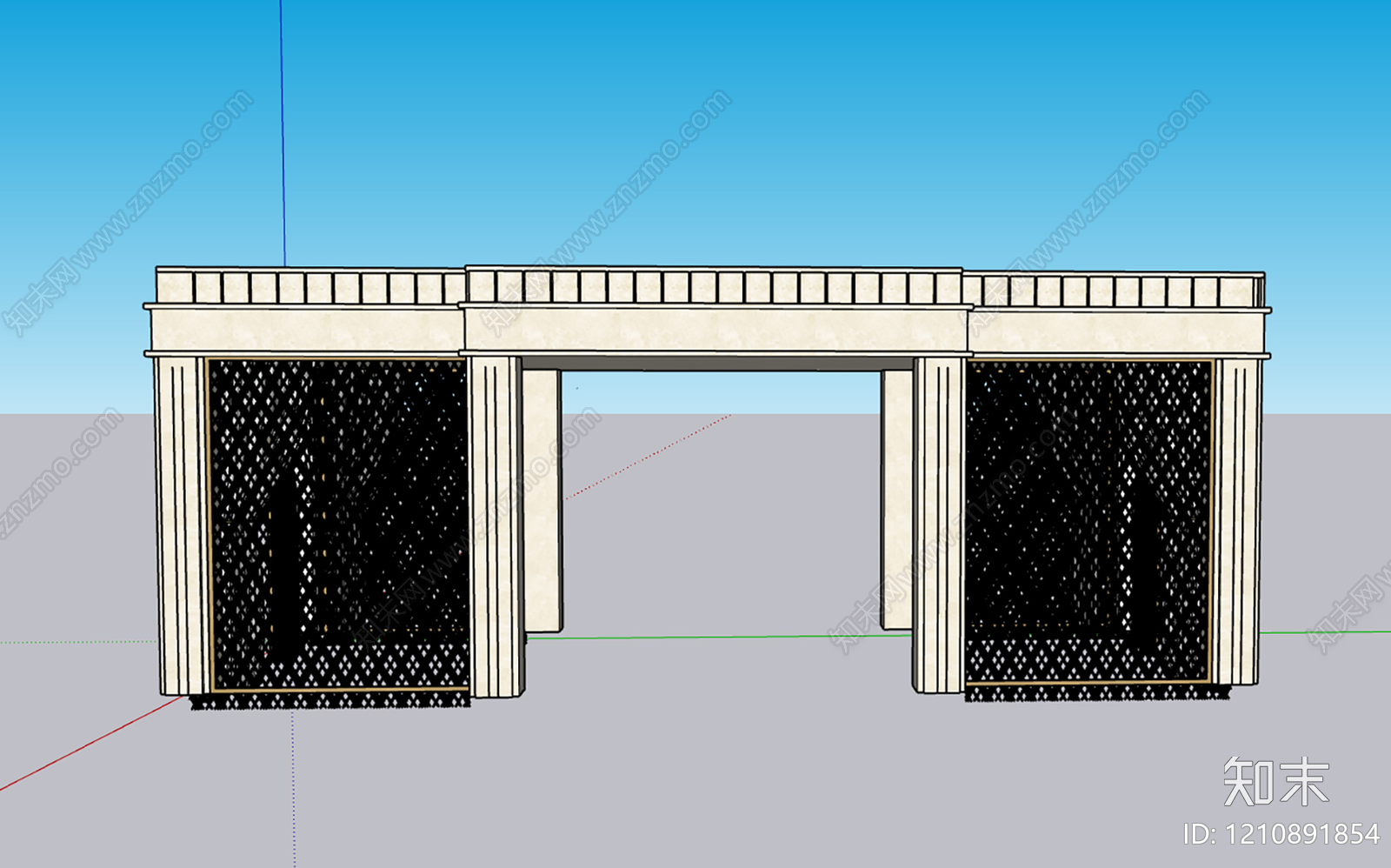 新古典主义大门SU模型下载【ID:1210891854】