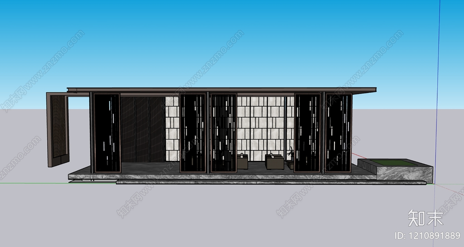新中式其他景观小品SU模型下载【ID:1210891889】