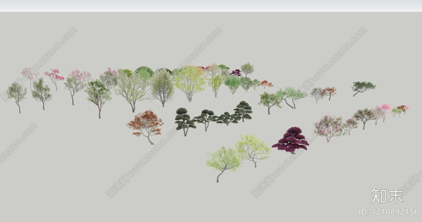 新中式景观乔木SU模型下载【ID:1210892156】