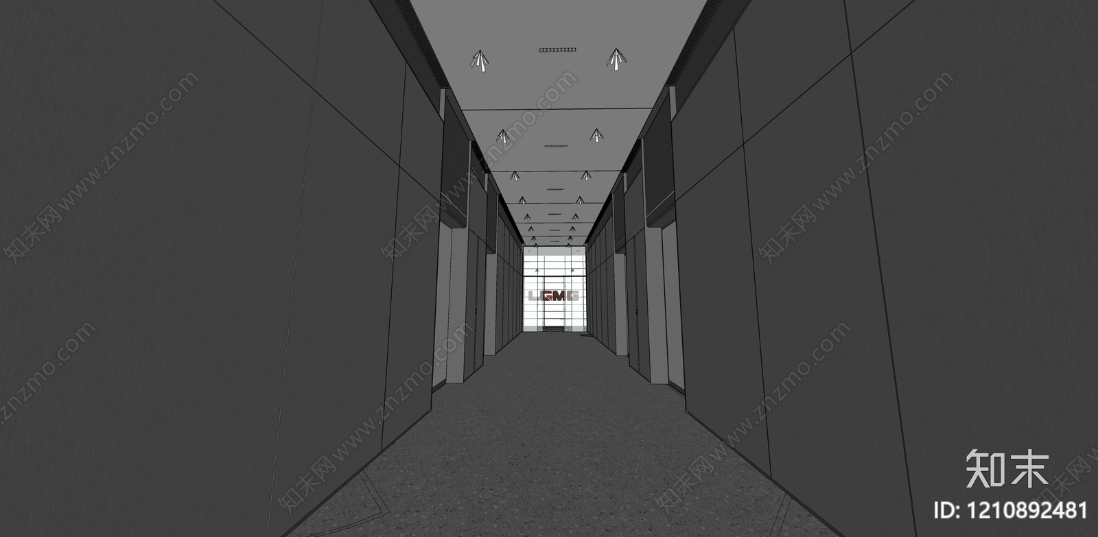 极简电梯厅SU模型下载【ID:1210892481】