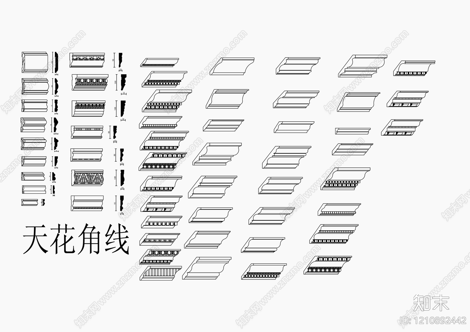 中式装饰线条施工图下载【ID:1210892442】