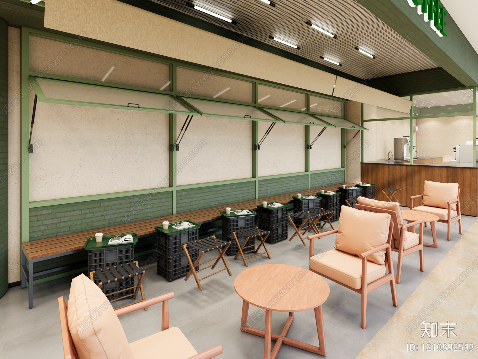 原木风咖啡厅SU模型下载【ID:1210892533】