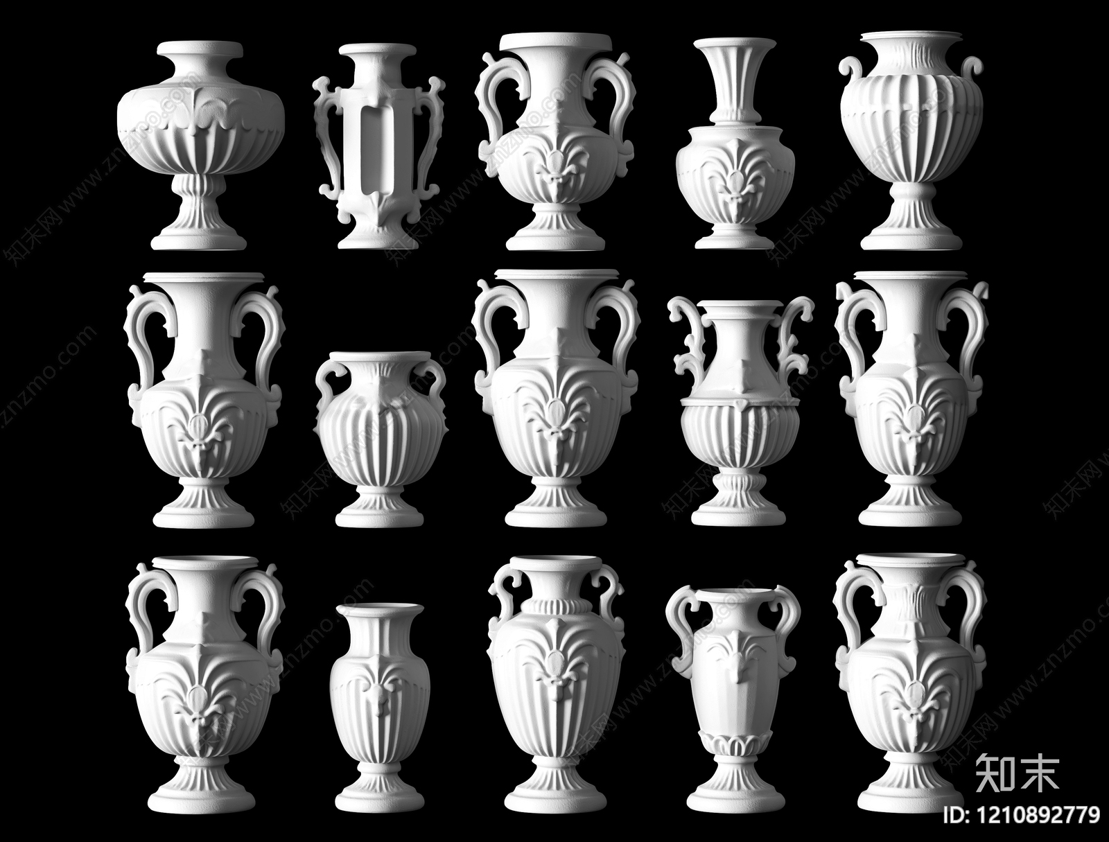欧式古典花瓶SU模型下载【ID:1210892779】