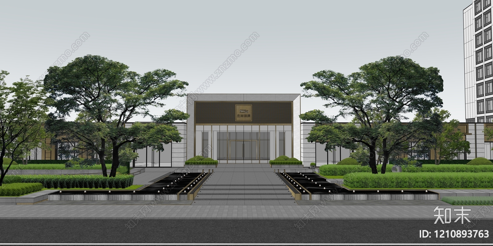 现代简约售楼处建筑SU模型下载【ID:1210893763】