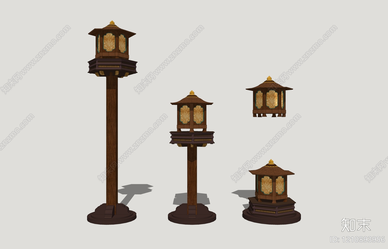 新中式景观灯SU模型下载【ID:1210893956】