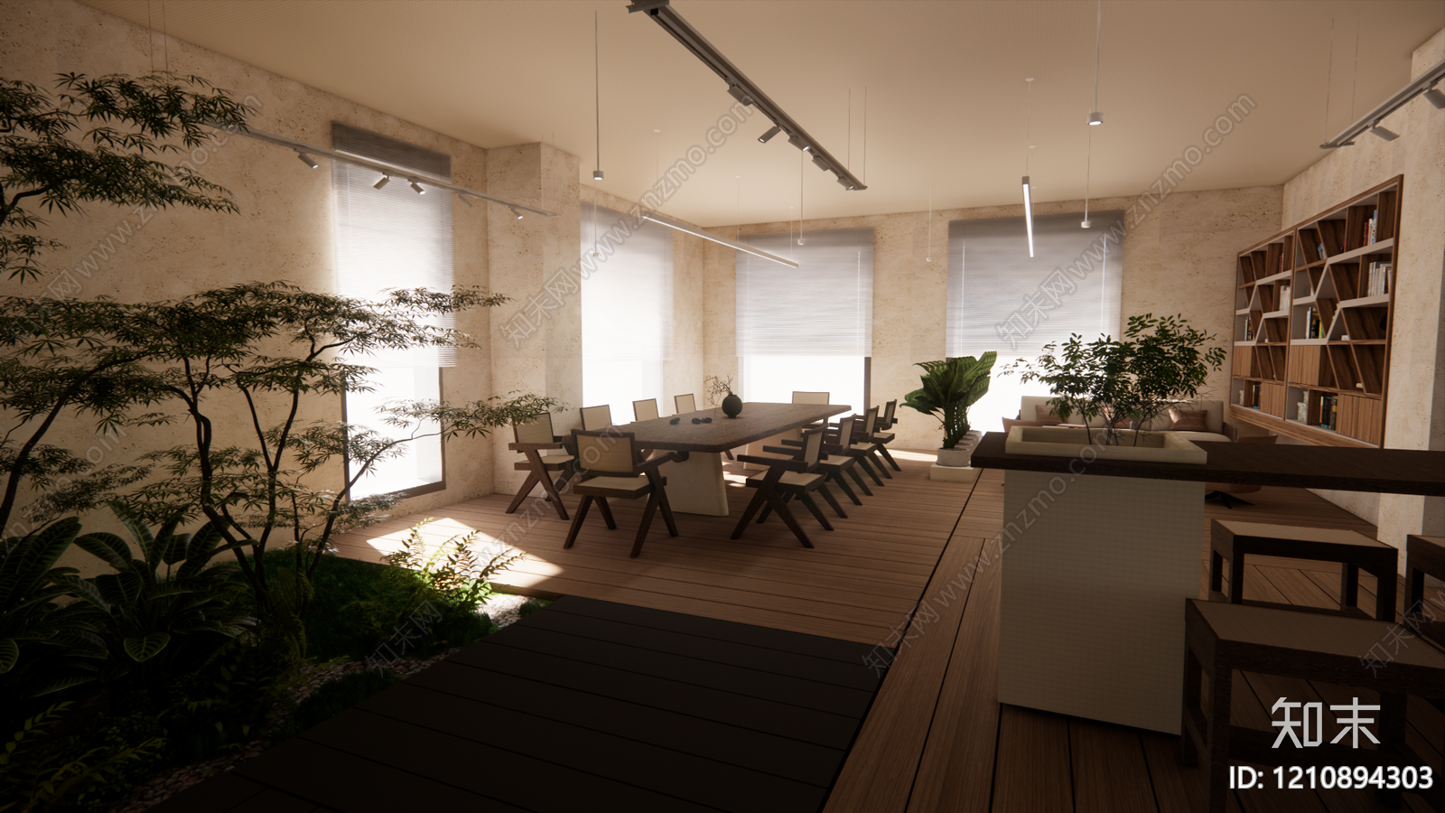 禅意会议室SU模型下载【ID:1210894303】