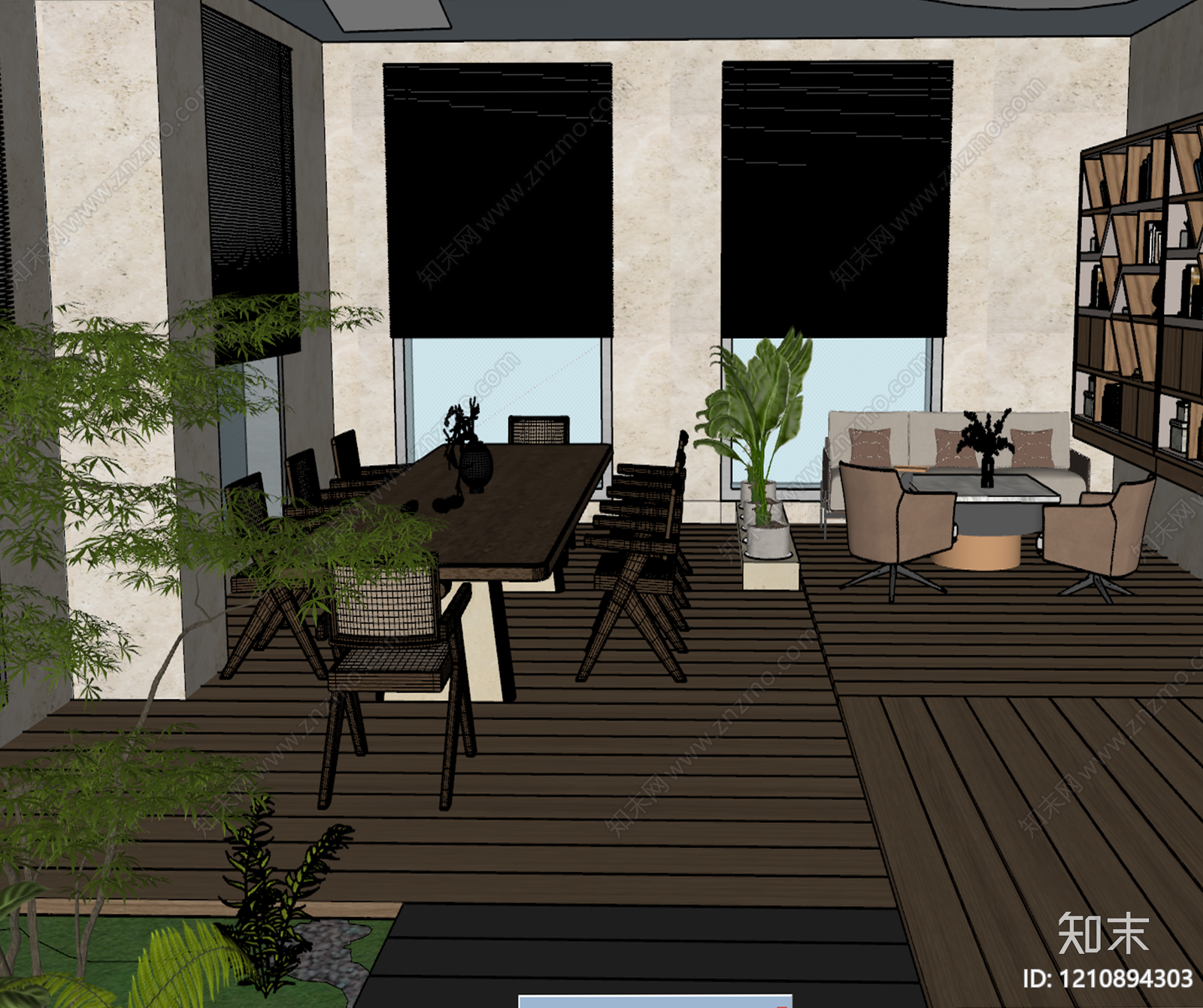 禅意会议室SU模型下载【ID:1210894303】
