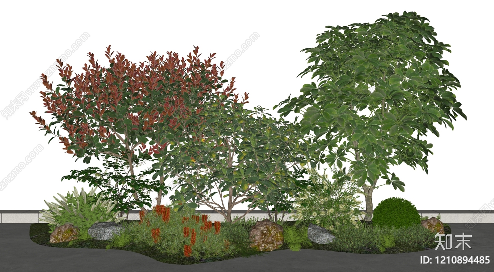 新中式景观植物组合SU模型下载【ID:1210894485】
