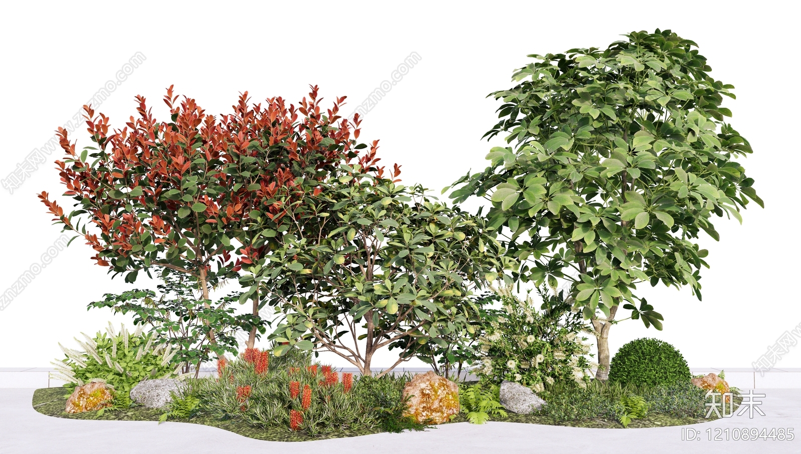新中式景观植物组合SU模型下载【ID:1210894485】