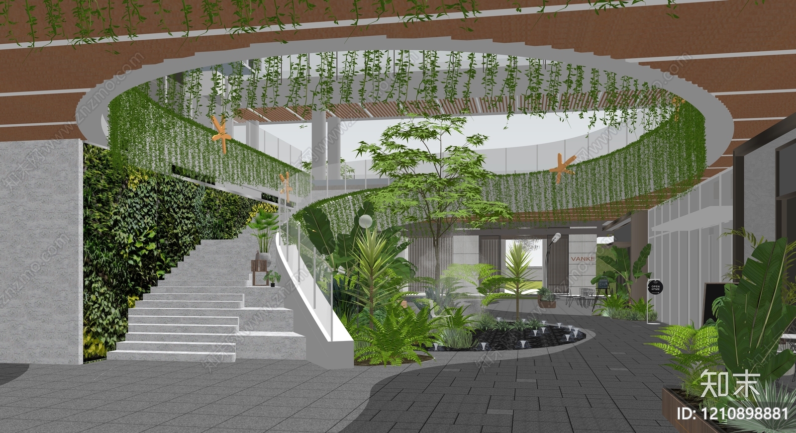 现代热带风情景观商业综合体景观SU模型下载【ID:1210898881】