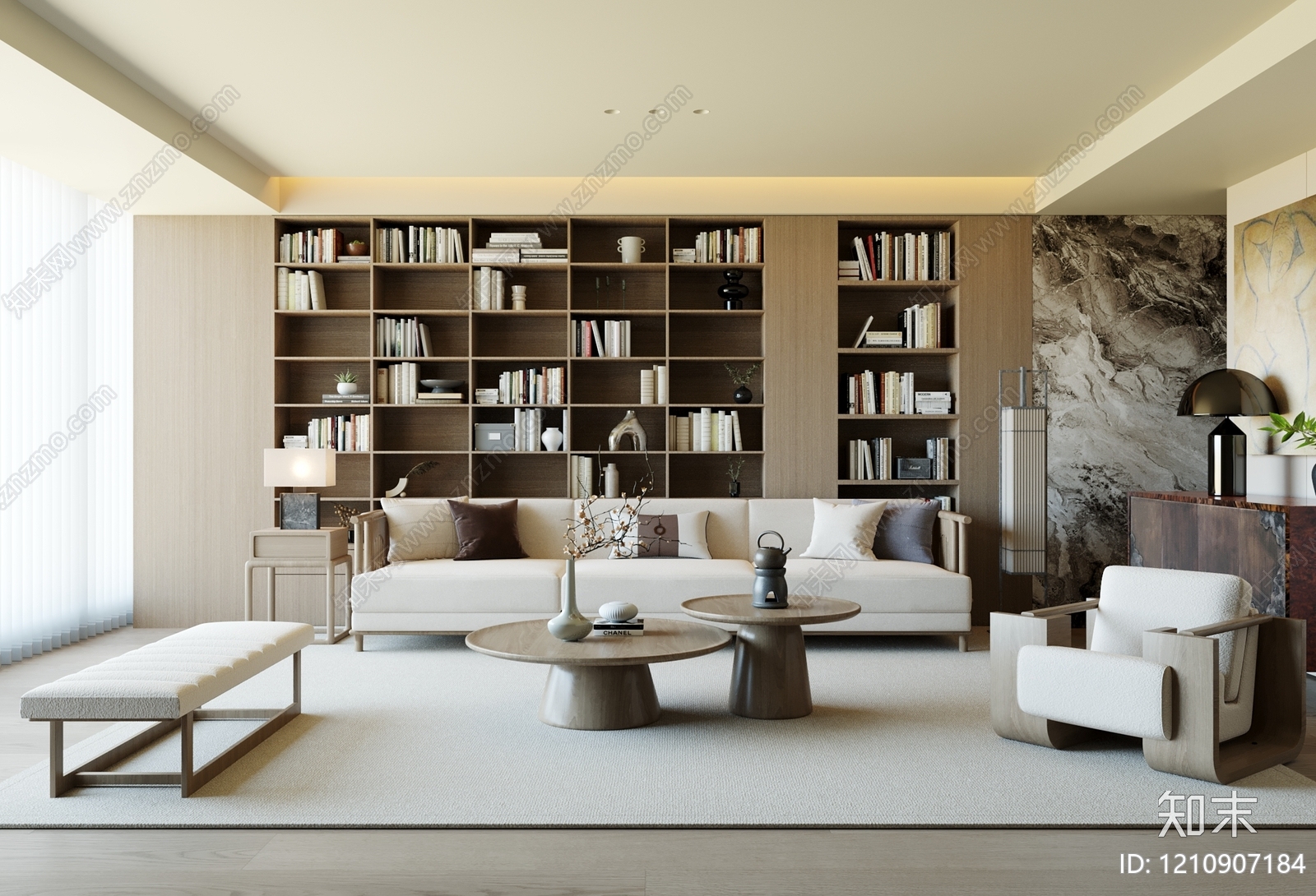 日式家居客厅3D模型下载【ID:1210907184】