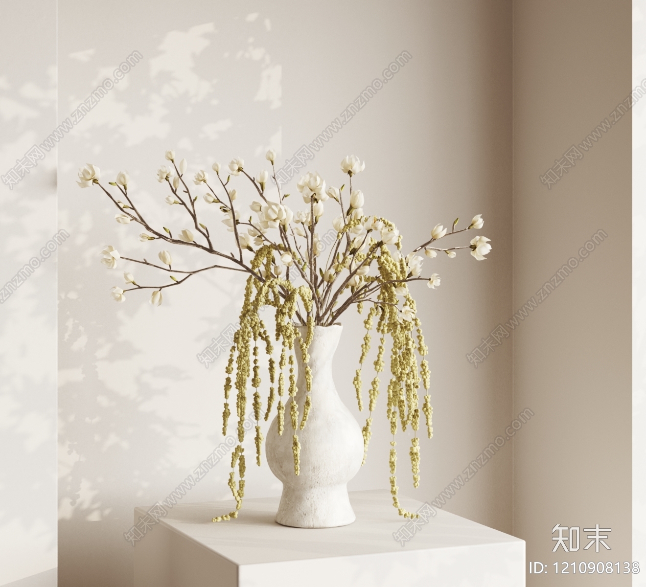 奶油风花艺SU模型下载【ID:1210908138】
