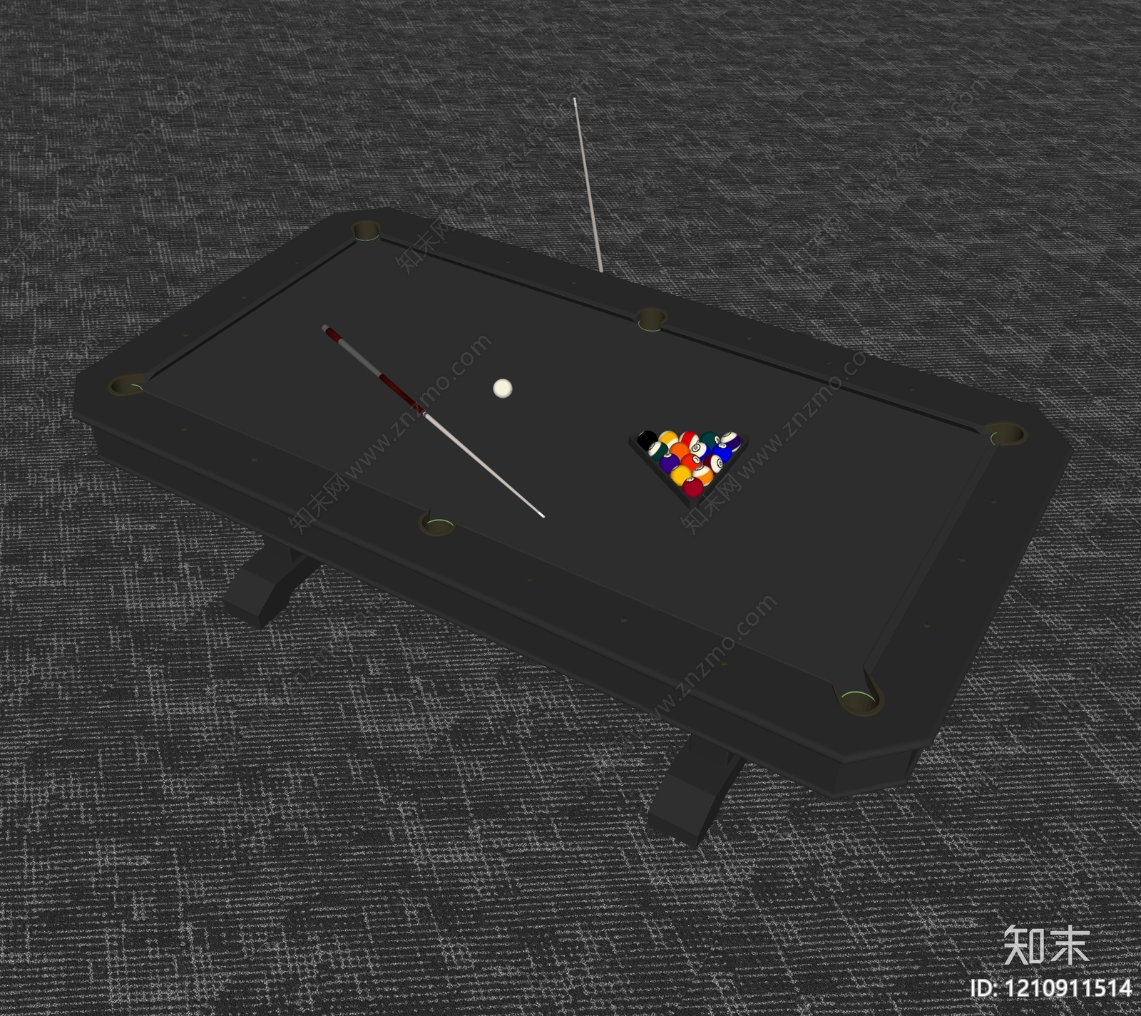 极简台球桌SU模型下载【ID:1210911514】