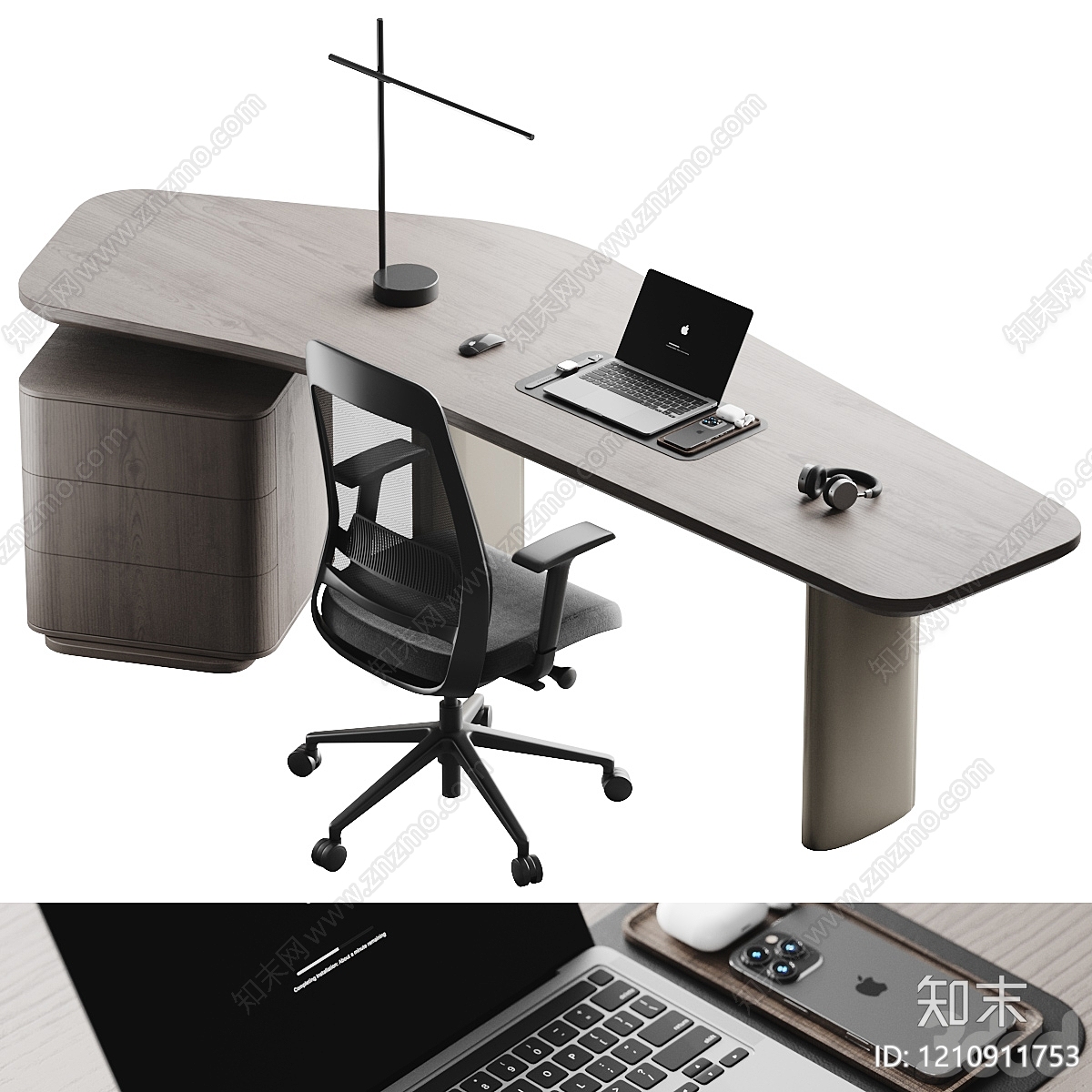 现代简约办公桌3D模型下载【ID:1210911753】