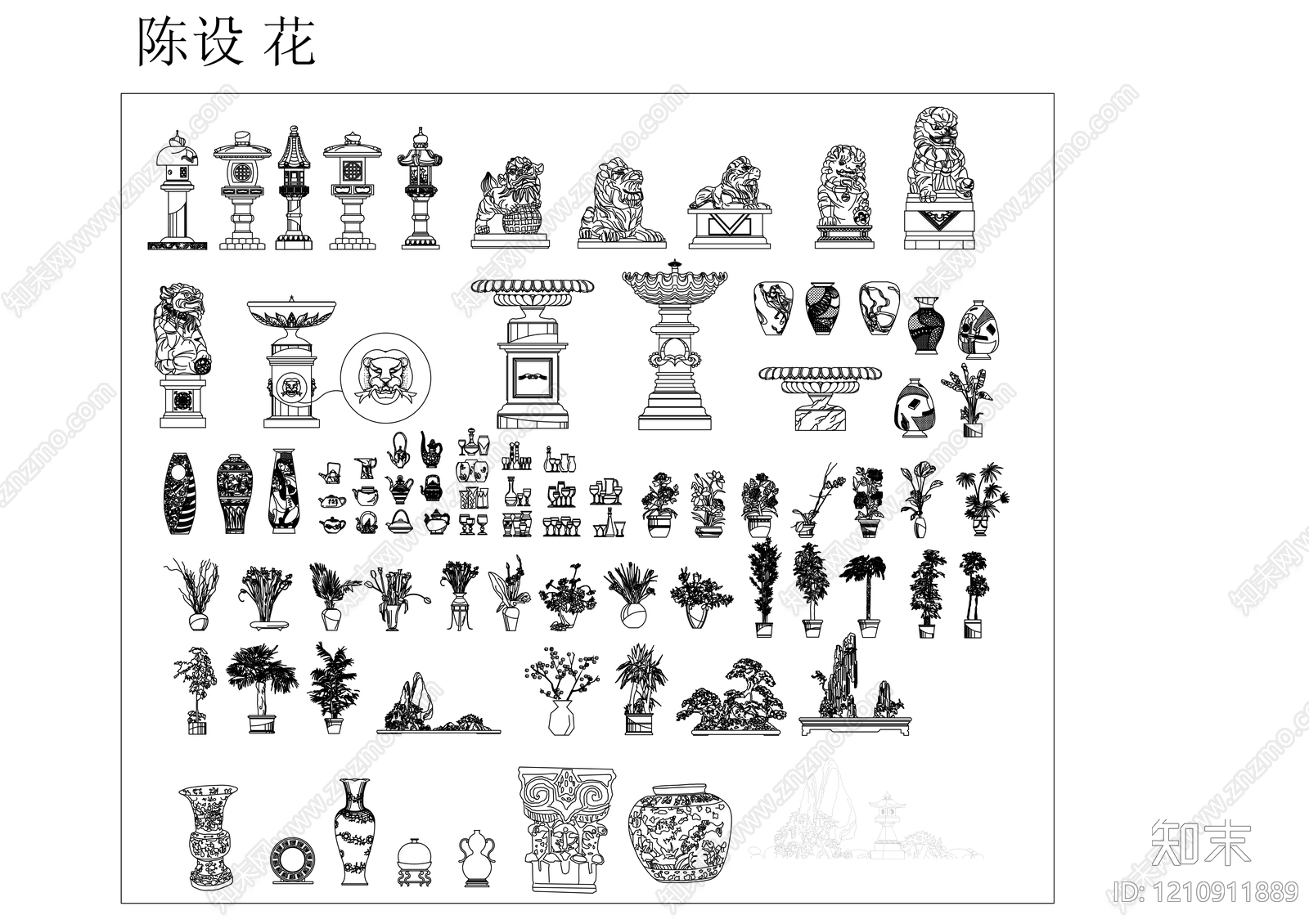 中式花施工图下载【ID:1210911889】