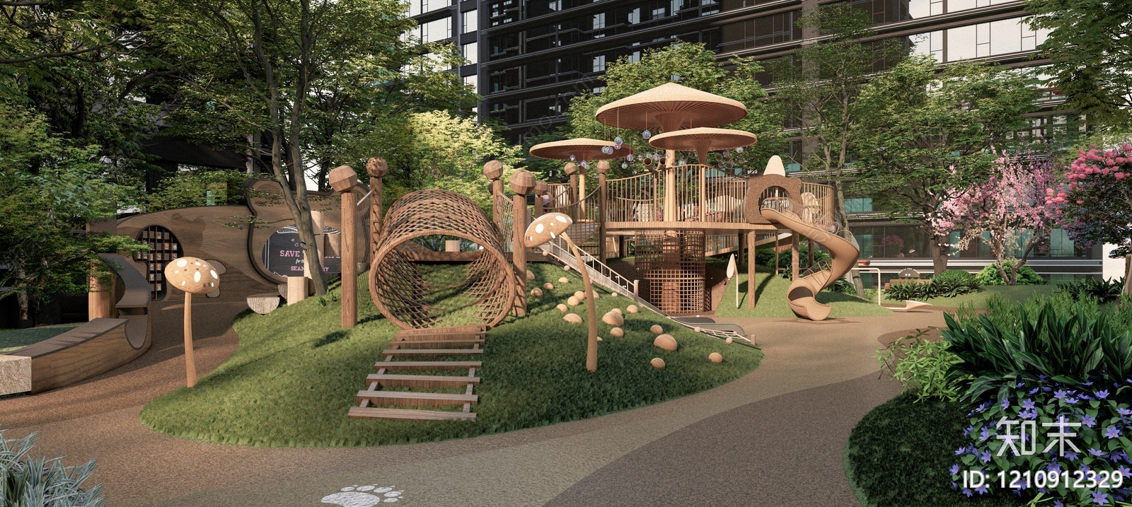 自然教育风儿童游乐空间SU模型下载【ID:1210912329】