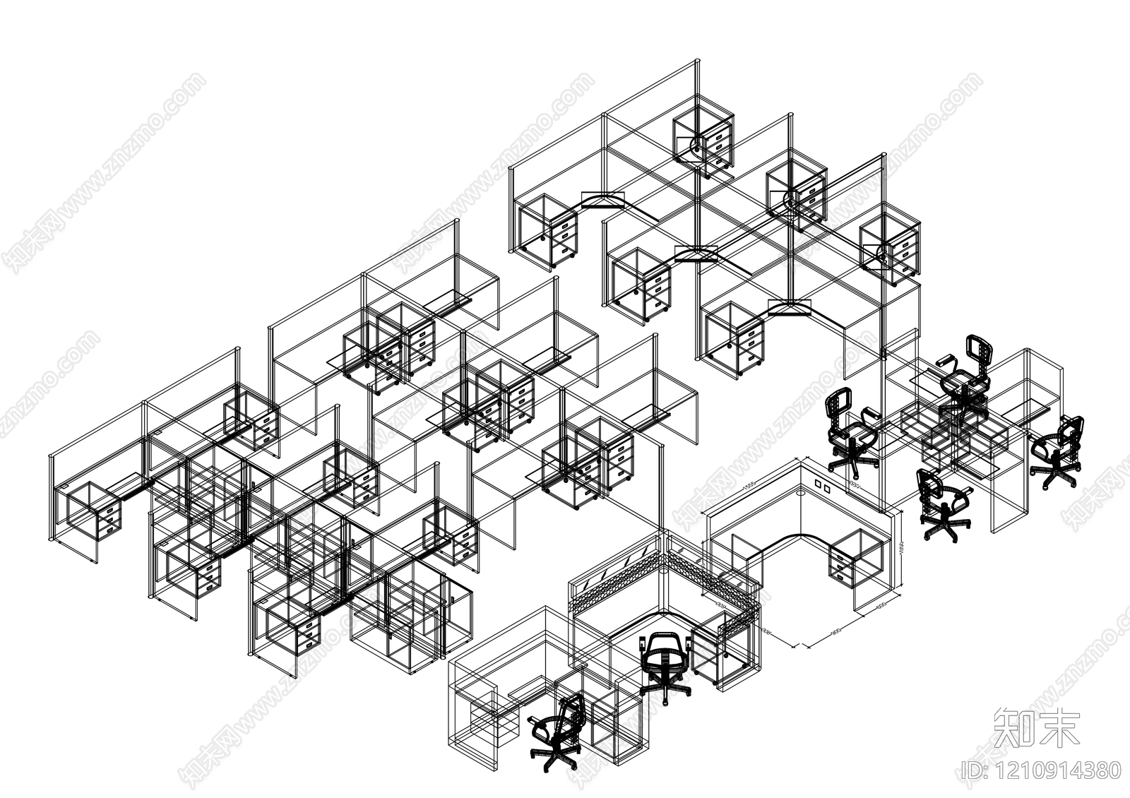 办公家具图库cad施工图下载【ID:1210914380】