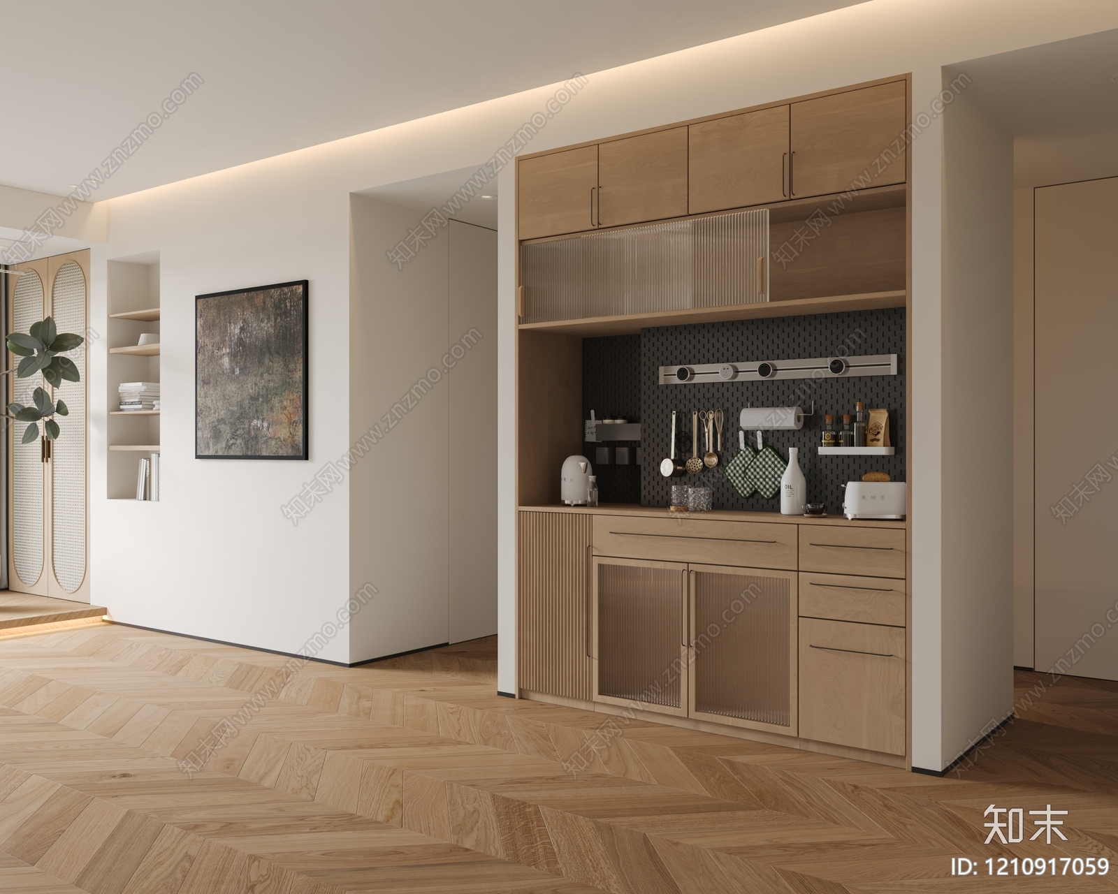 原木风餐边柜3D模型下载【ID:1210917059】