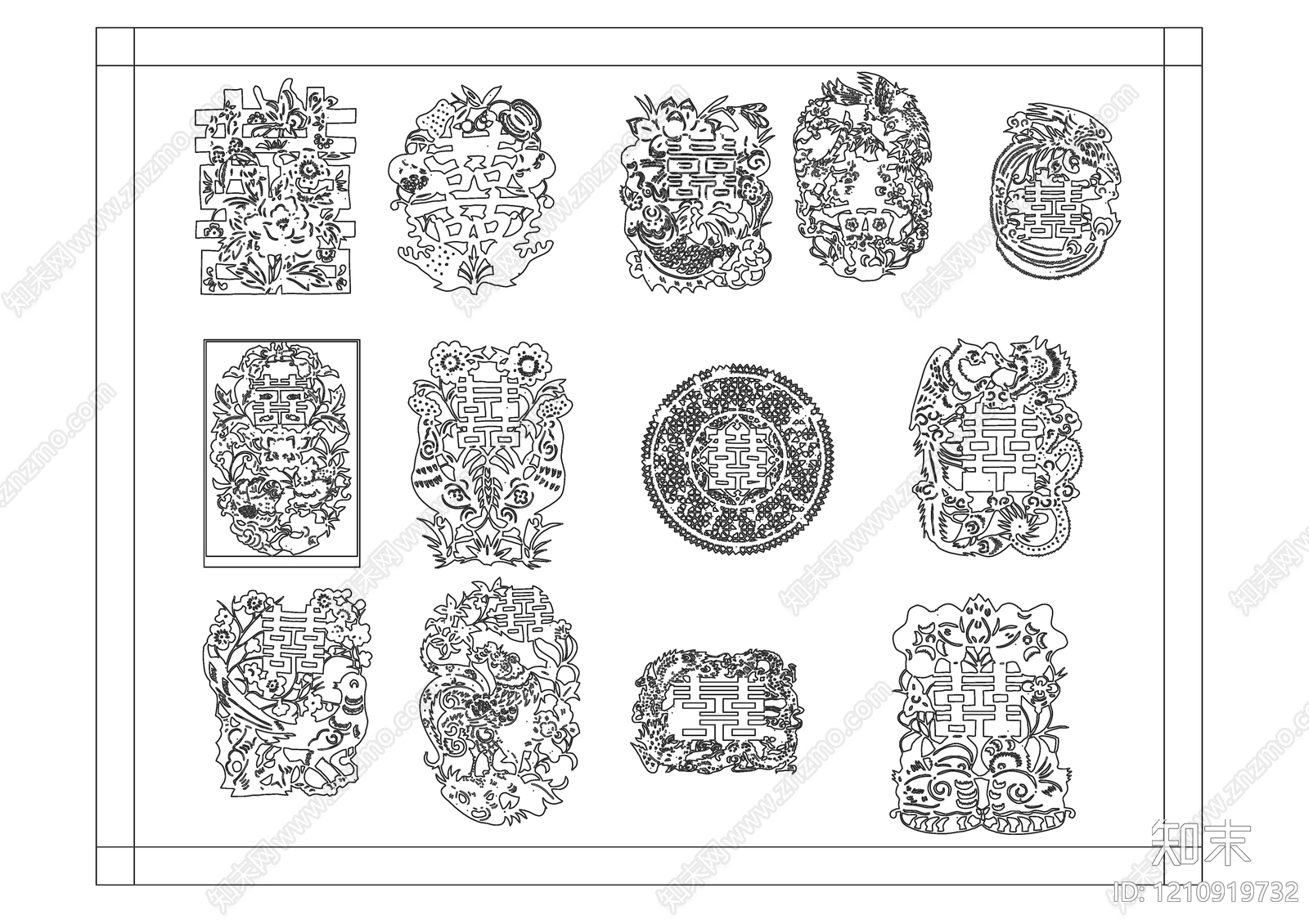 中式剪影图库施工图下载【ID:1210919732】
