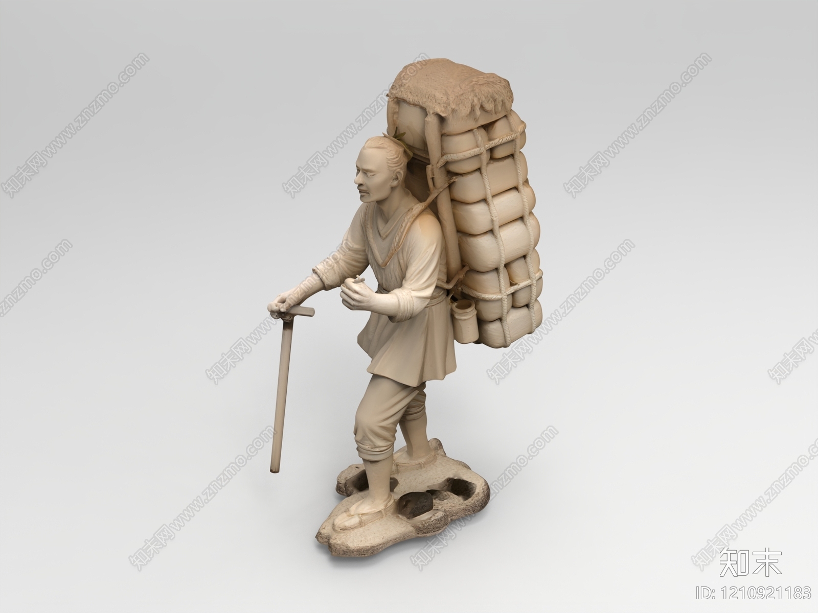 新中式雕塑摆件3D模型下载【ID:1210921183】