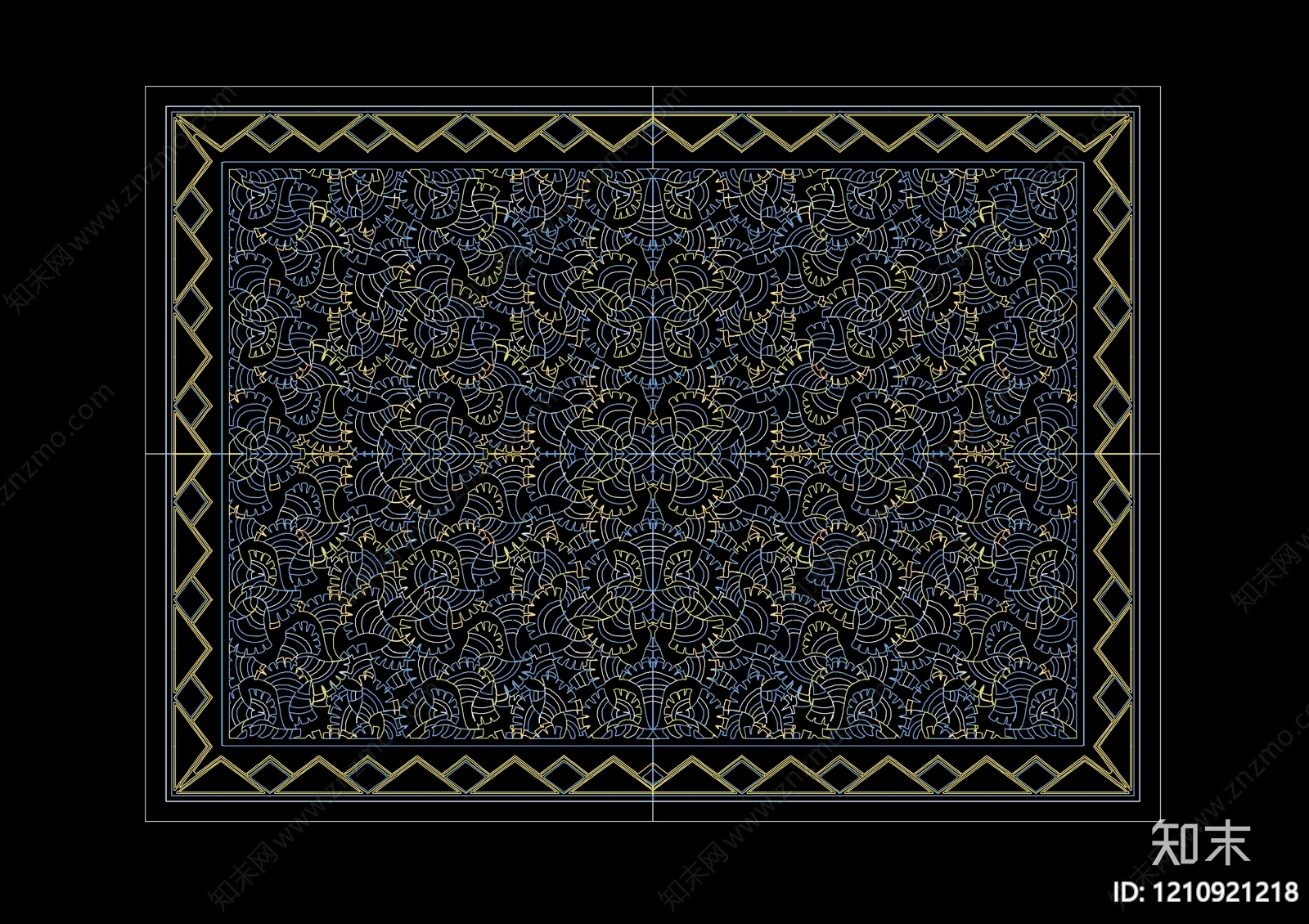 现代中式地毯施工图下载【ID:1210921218】