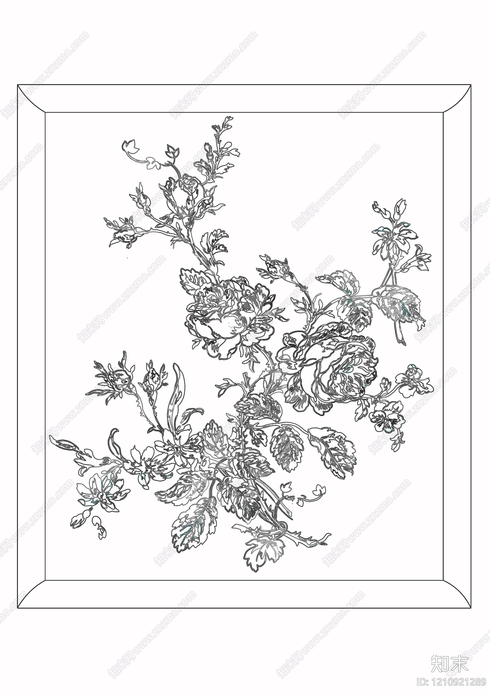 中式挂画cad施工图下载【ID:1210921289】