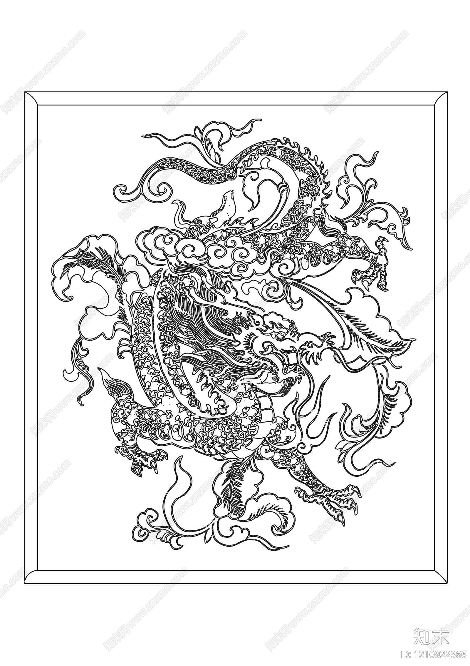 中式挂画cad施工图下载【ID:1210922366】