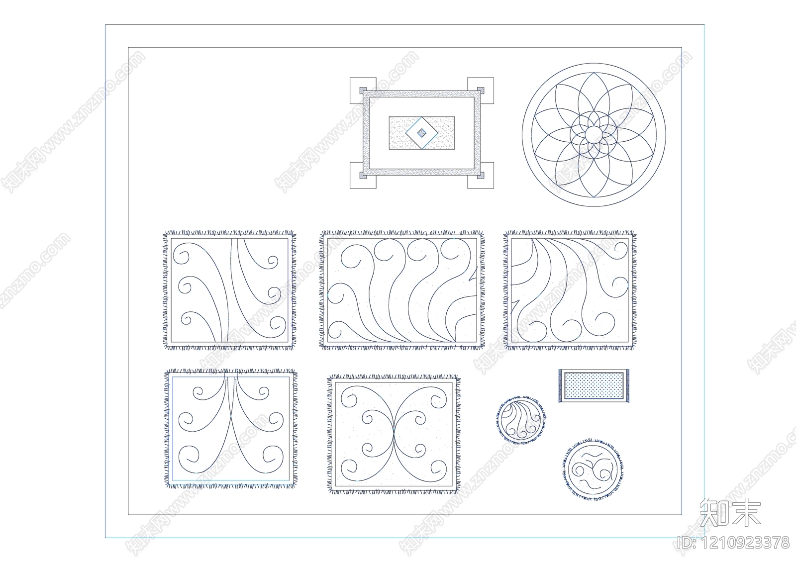 中式地毯施工图下载【ID:1210923378】