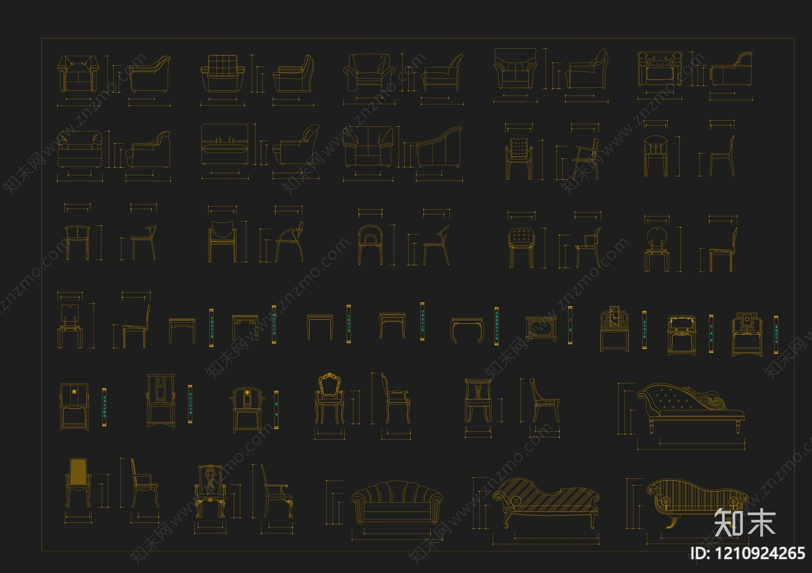 欧式现代家具图库施工图下载【ID:1210924265】