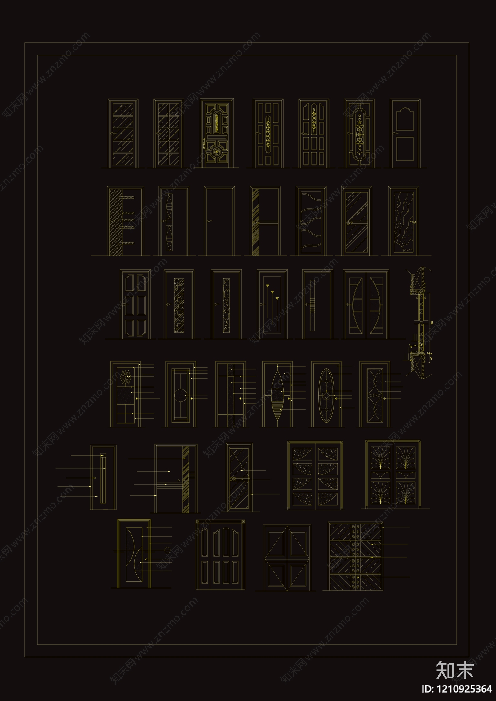 中式门施工图下载【ID:1210925364】
