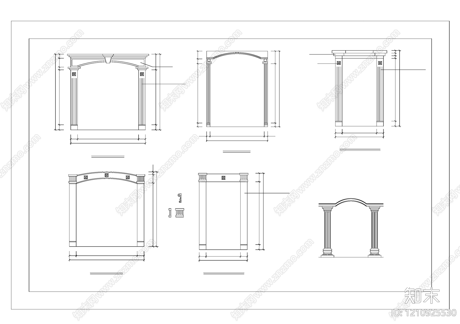 中式欧式综合硬装构件图库施工图下载【ID:1210925530】