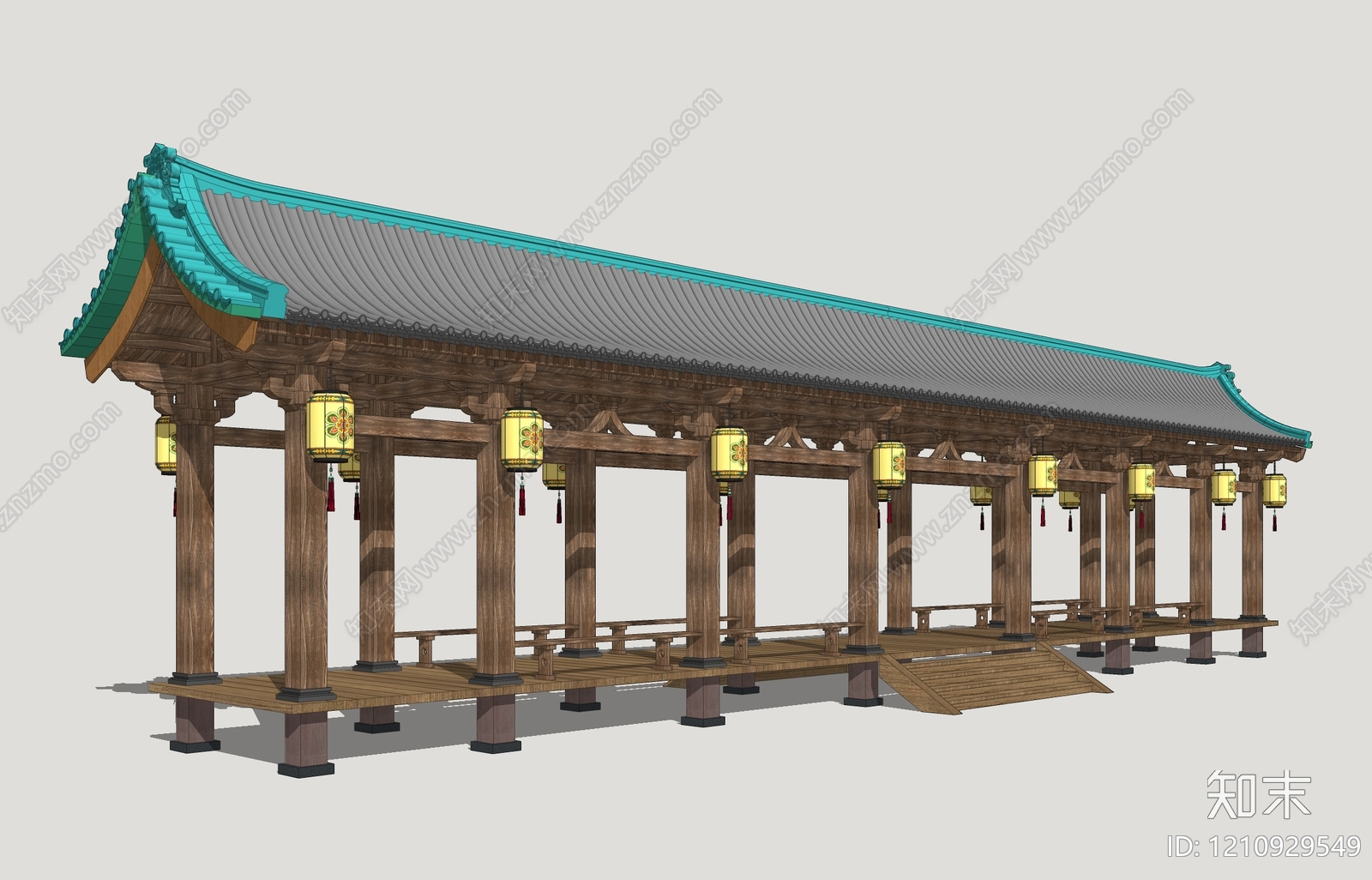 新中式连廊SU模型下载【ID:1210929549】